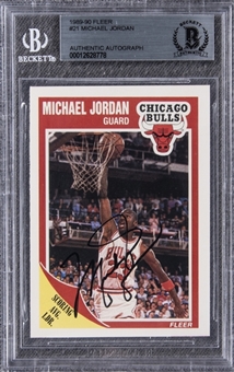 1989-90 Fleer #21 Michael Jordan Signed Card – (Beckett)